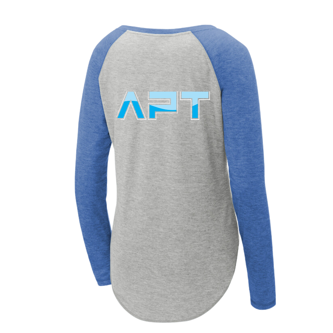 APT Womens - Long Sleeve Tri-Blend Wicking Scoop Neck Raglan Tee