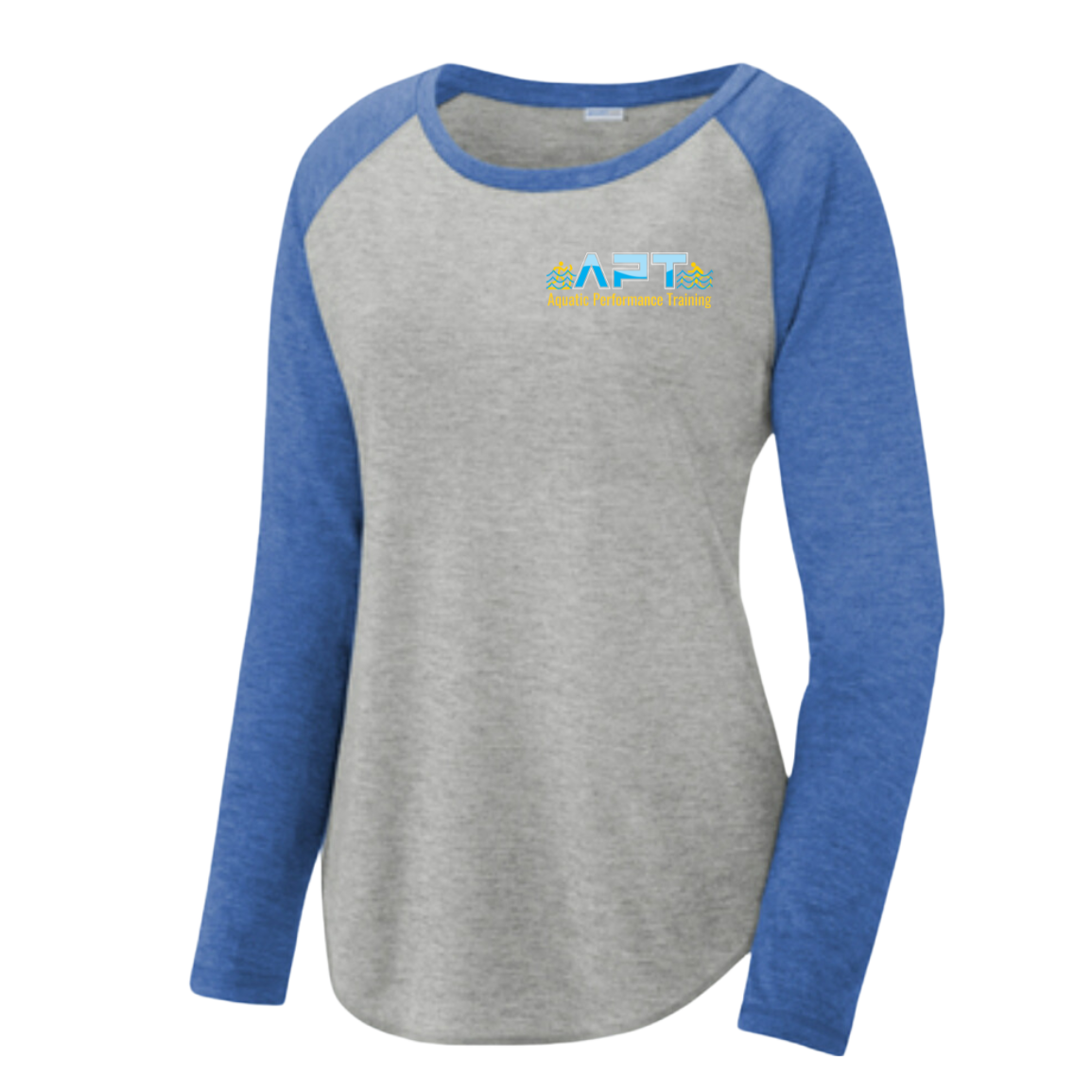 APT Womens - Long Sleeve Tri-Blend Wicking Scoop Neck Raglan Tee